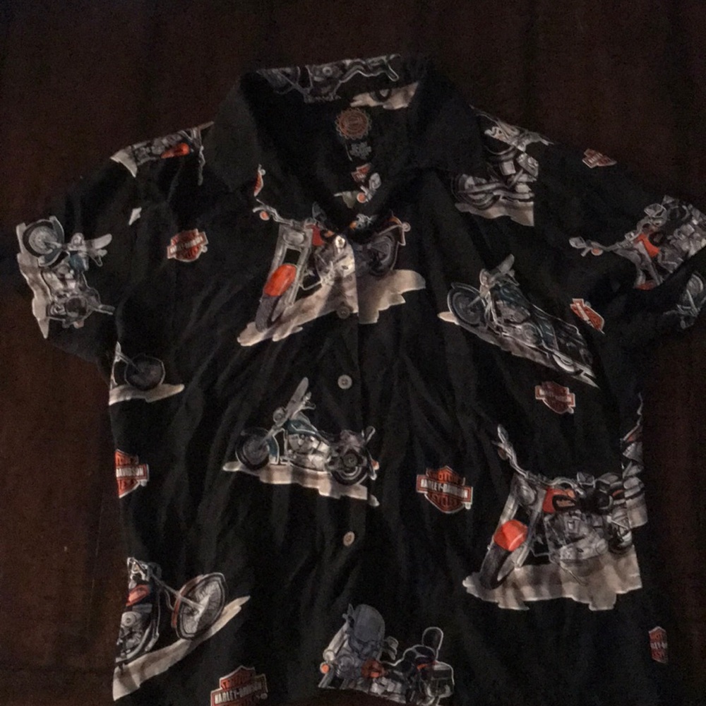 ❌SOLD❌Kids xl Harley Davidson silk shirt
